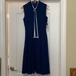 NWT The Limited Blue Navy Dress Bow Tie Sleeveless Dress Size Small